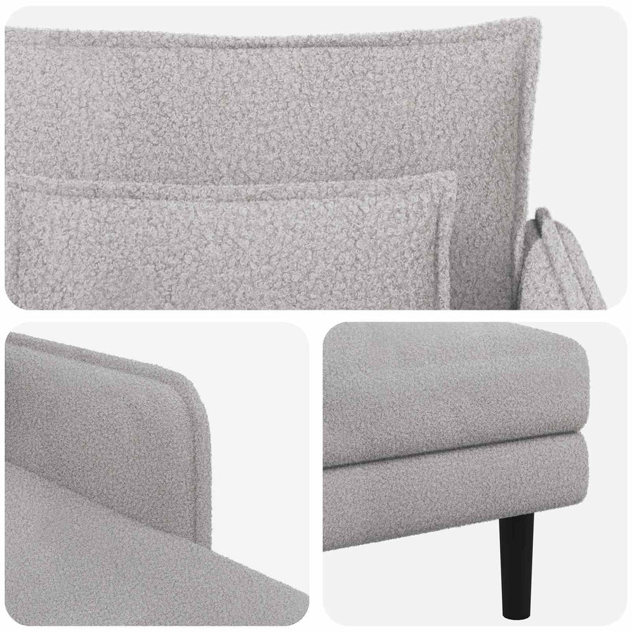 Grote chaise longue Lichtgrijs Bouclé