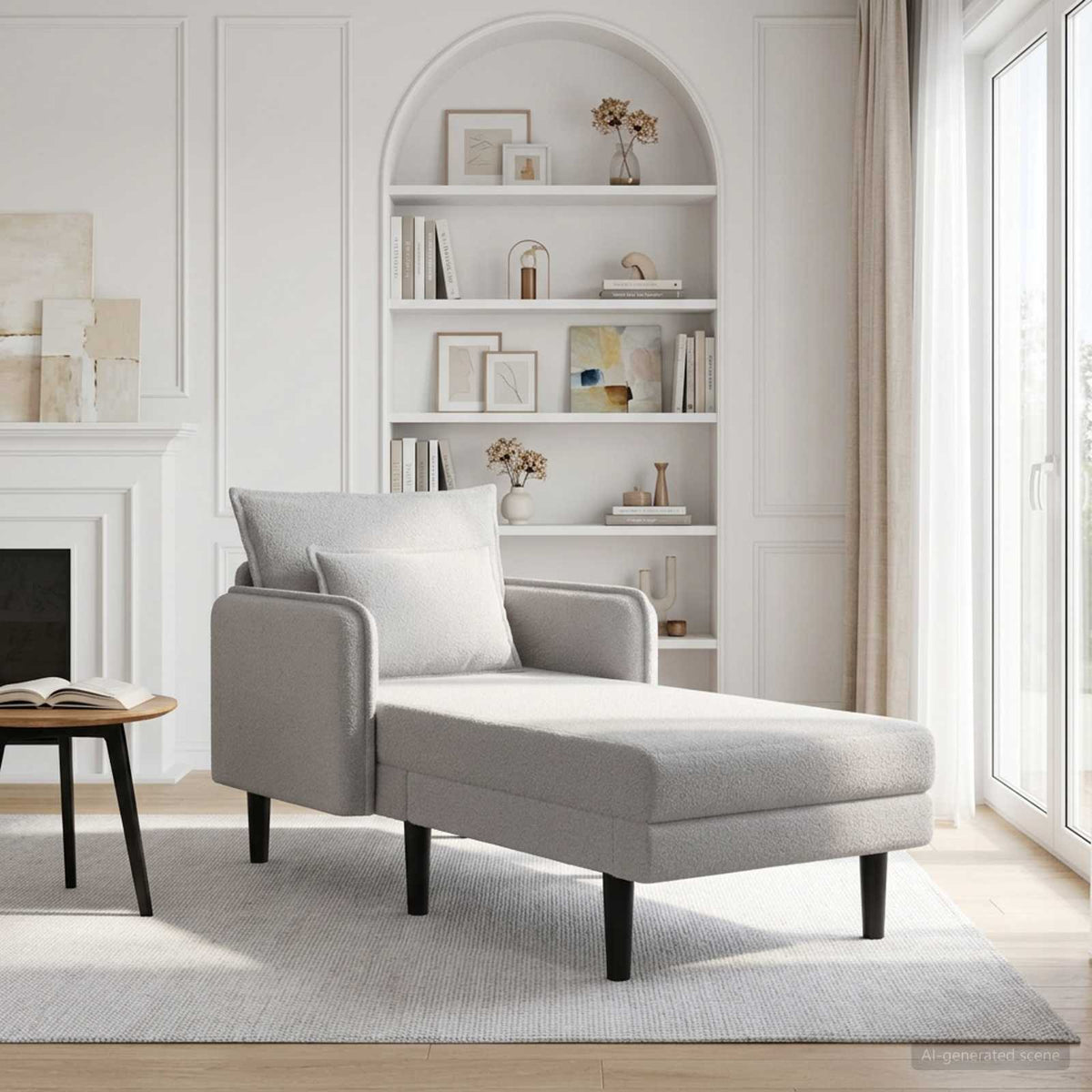 Grote chaise longue Lichtgrijs Bouclé