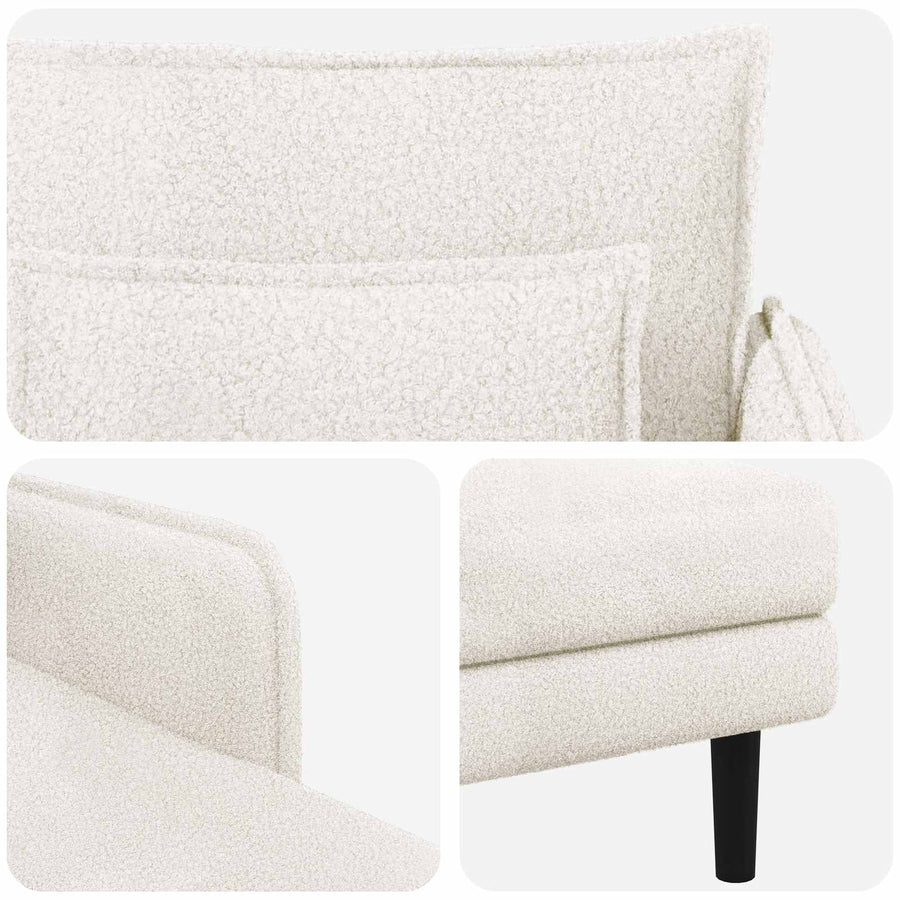 Grote chaise longue Crèmekleurig Bouclé