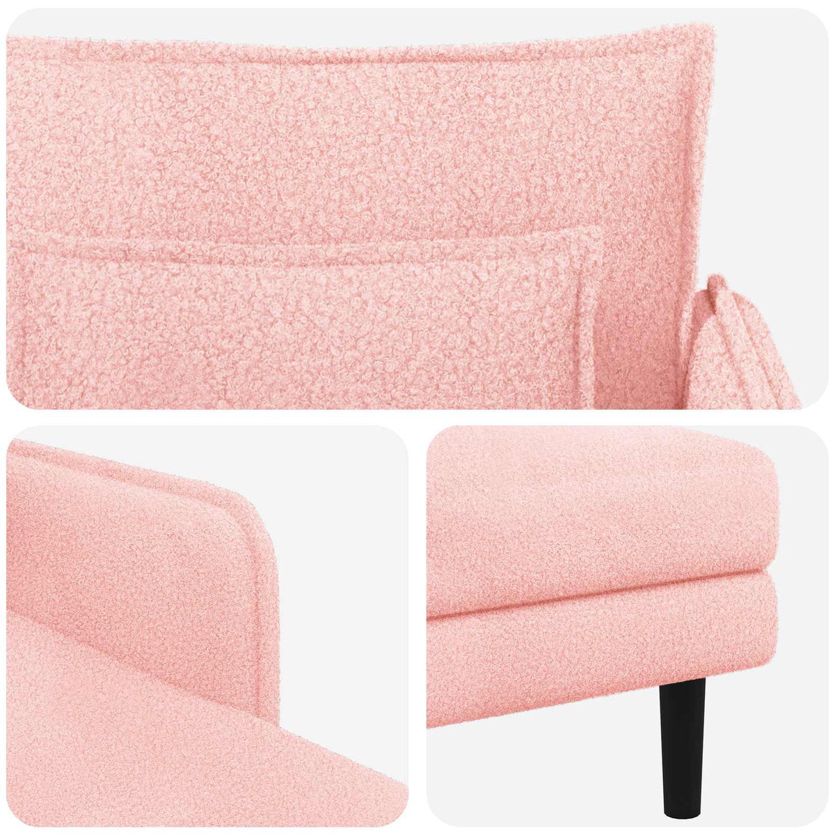 Grote chaise longue Roze Bouclé