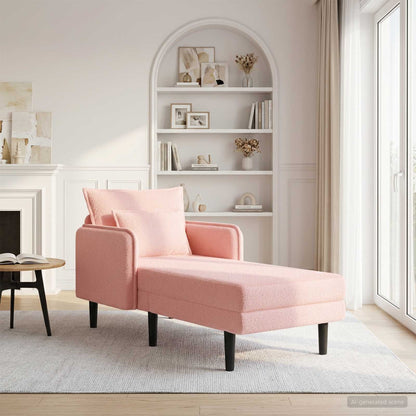 Grote chaise longue Roze Bouclé