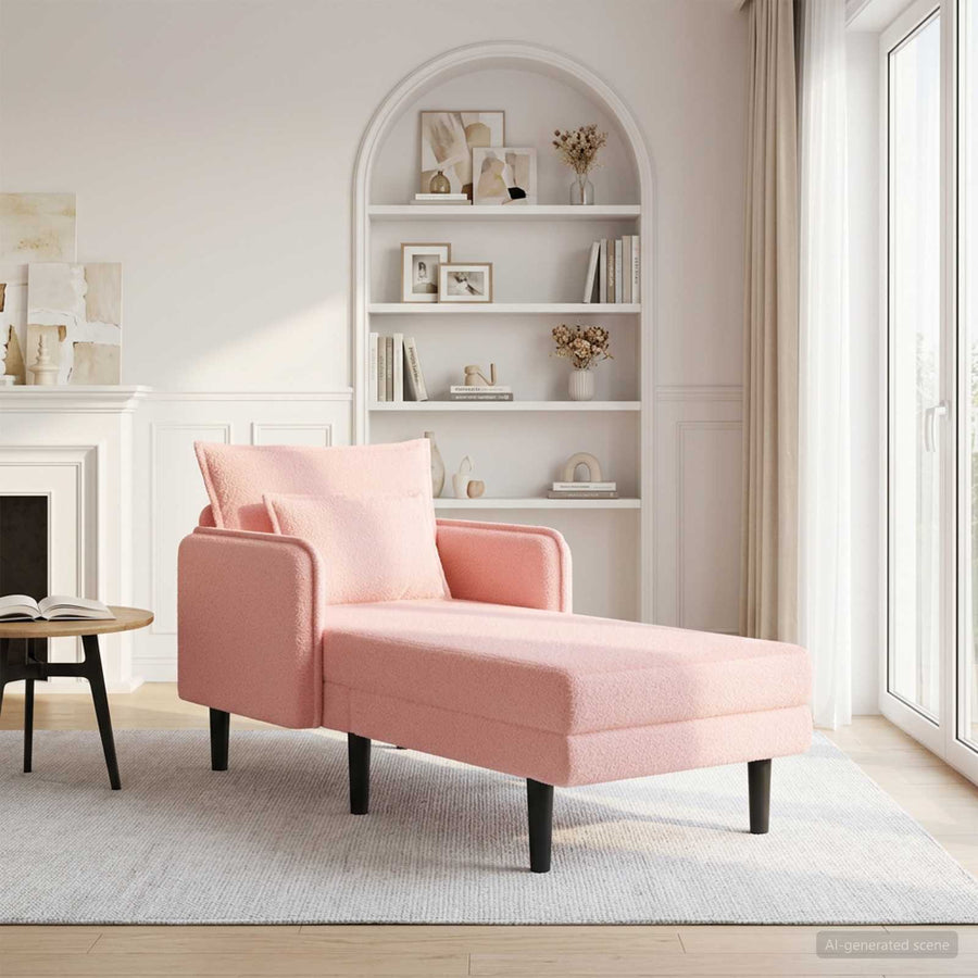 Grote chaise longue Roze Bouclé