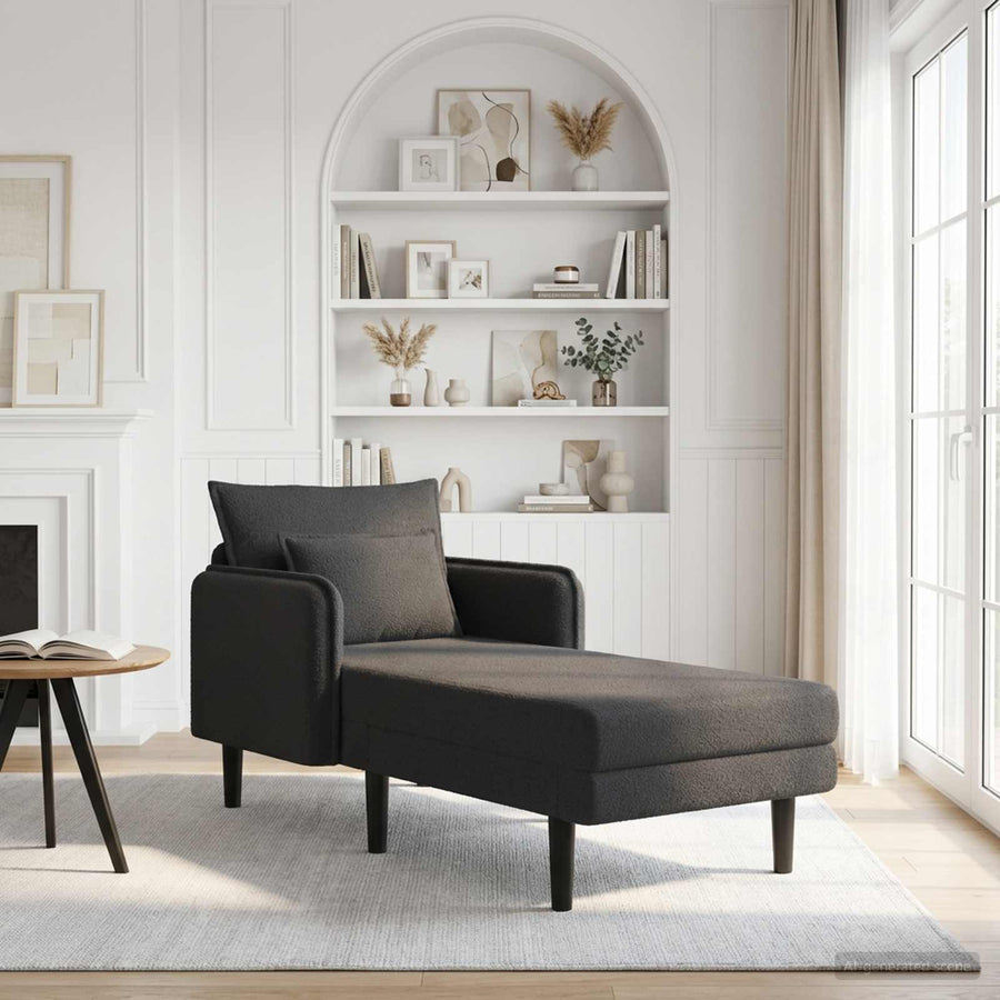 Grote chaise longue Donkergrijs Bouclé
