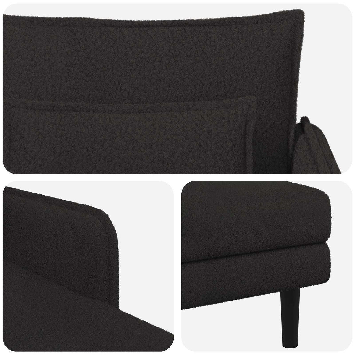 Grote chaise longue Zwart Bouclé