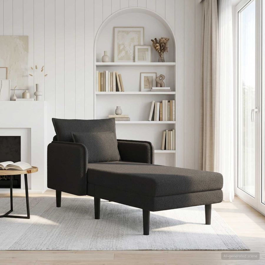 Grote chaise longue Zwart Bouclé