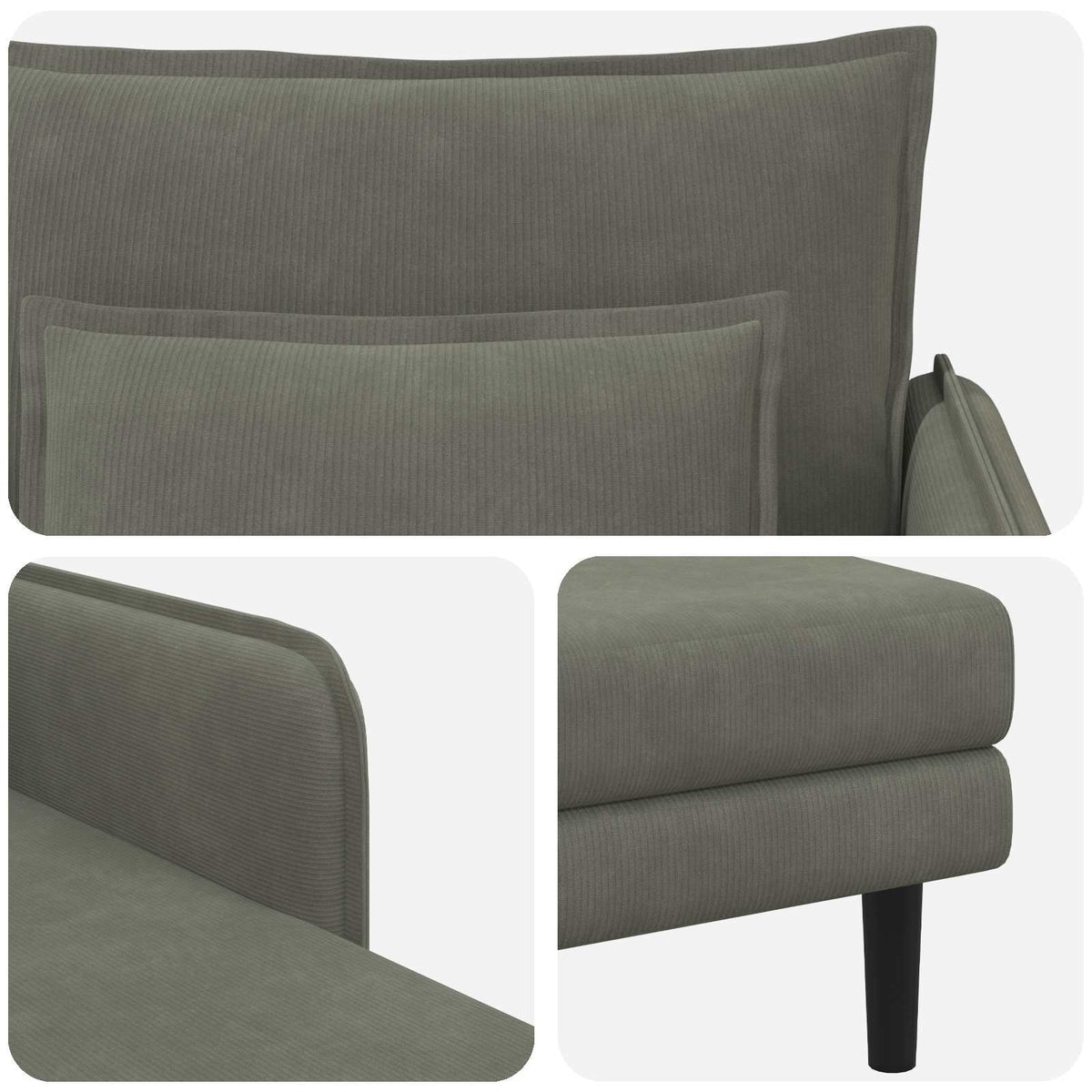 Grote chaise longue Lichtgrijs Katoenen stof