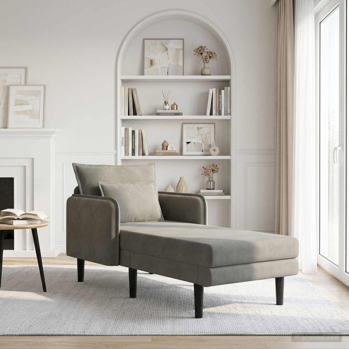 Grote chaise longue Lichtgrijs Katoenen stof