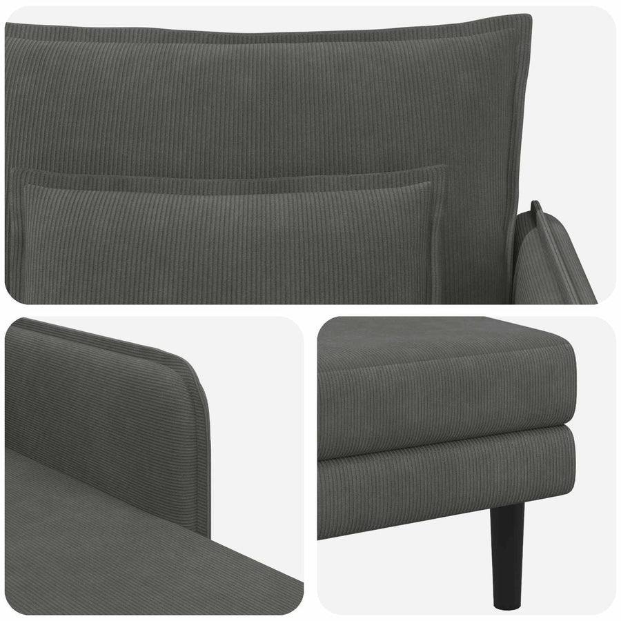Grote chaise longue Donkergrijs Katoenen stof