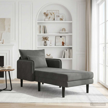 Grote chaise longue Donkergrijs Katoenen stof