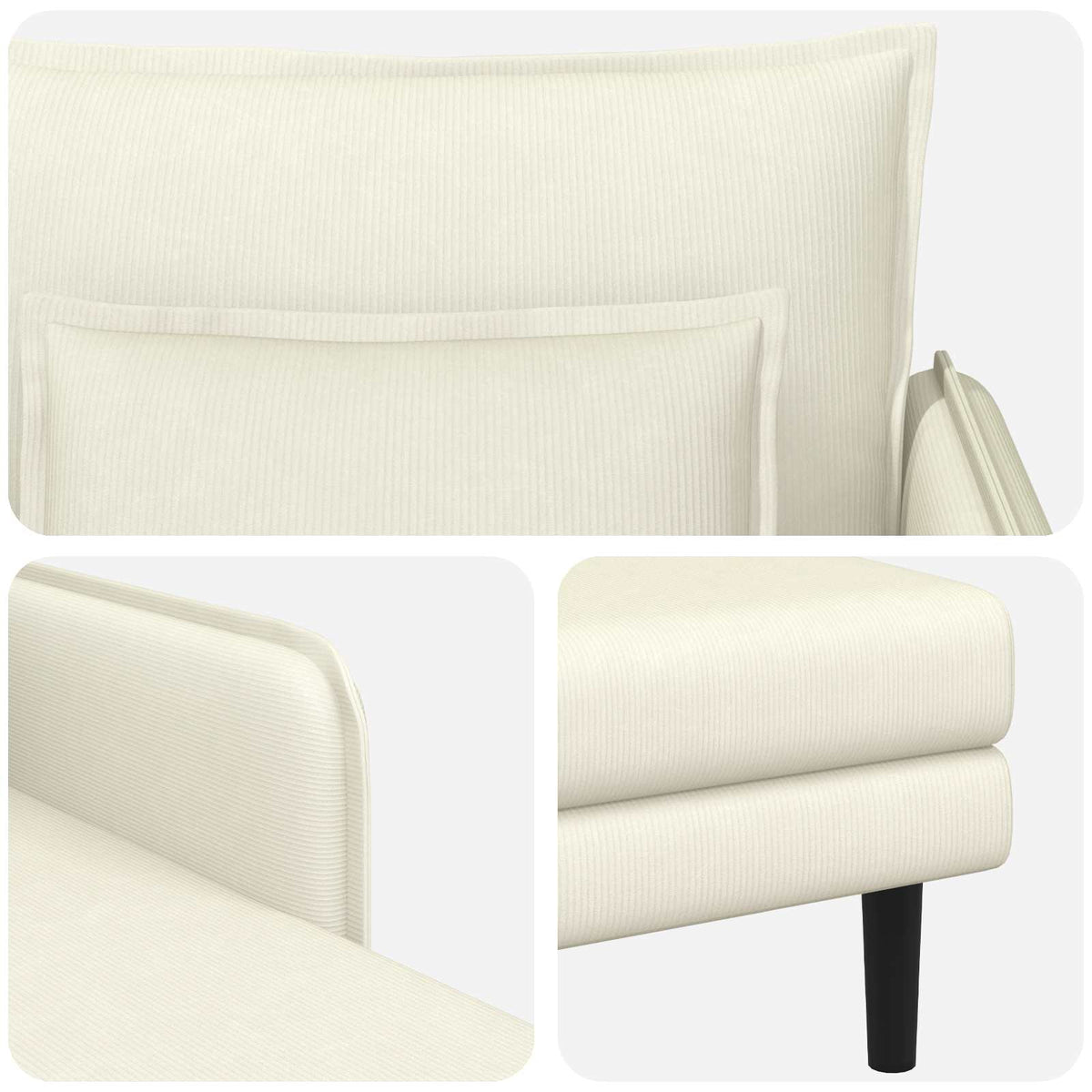 Grote chaise longue Crèmekleurig Katoenen stof