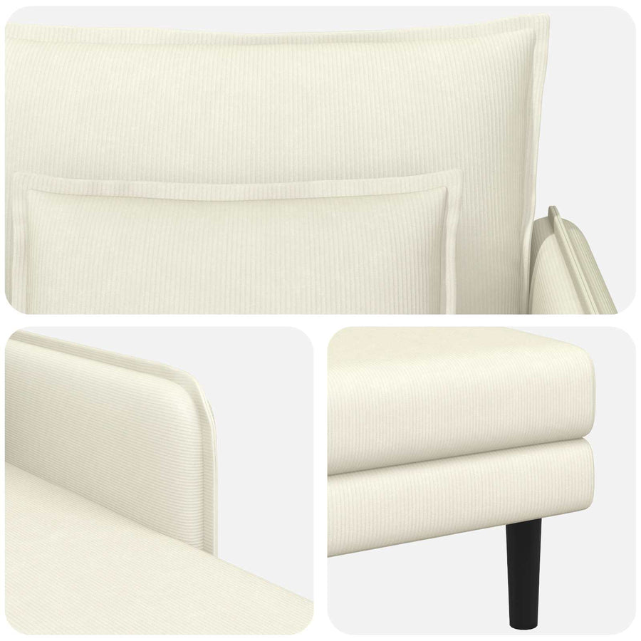 Grote chaise longue Crèmekleurig Katoenen stof