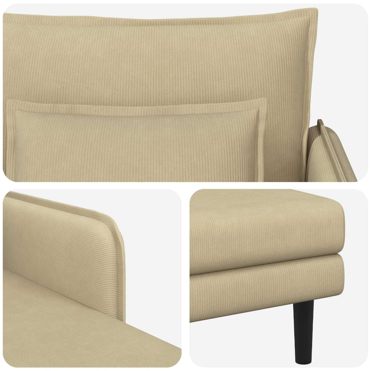 Grote chaise longue Grijs groen Katoenen stof