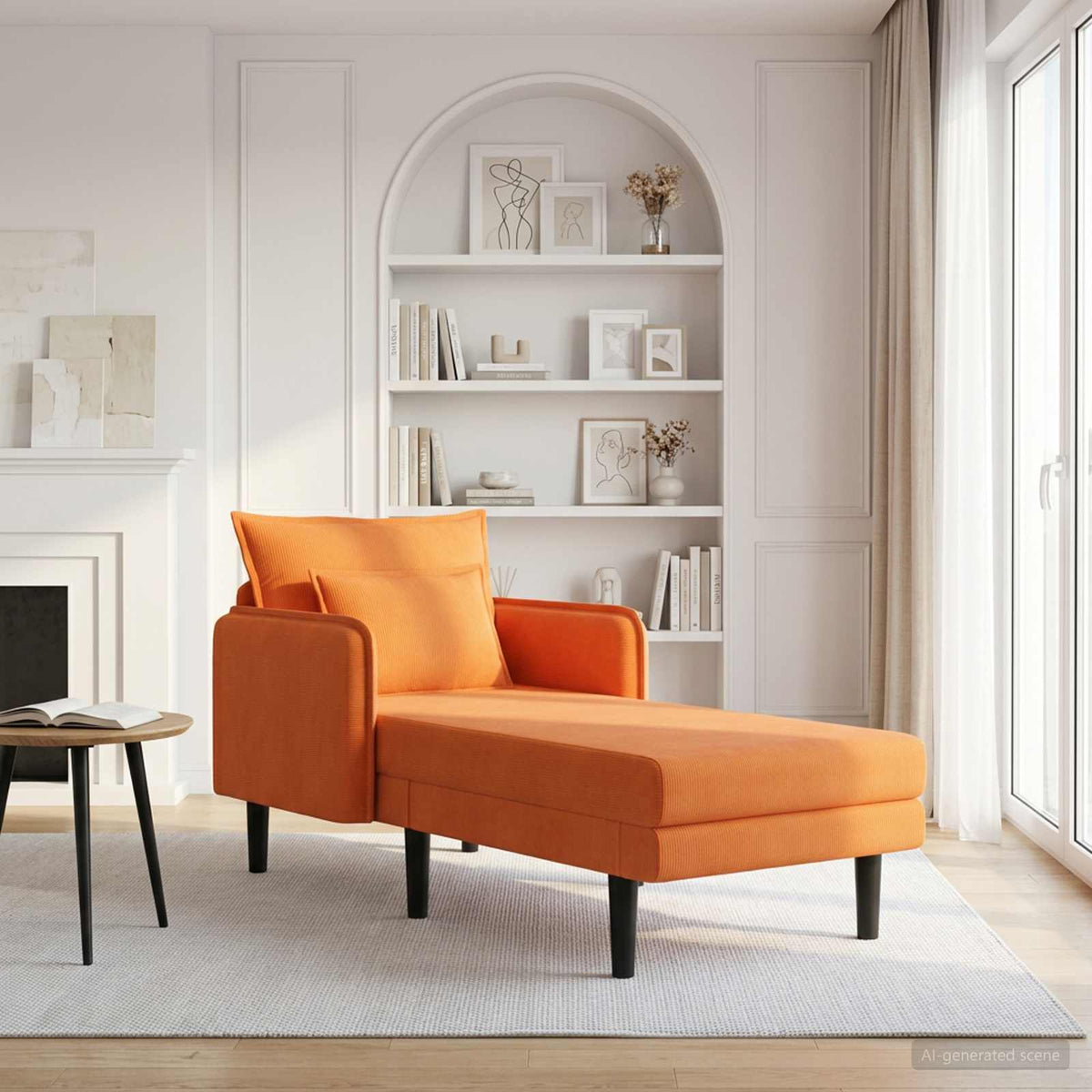 Grote chaise longue Oranje Katoenen stof