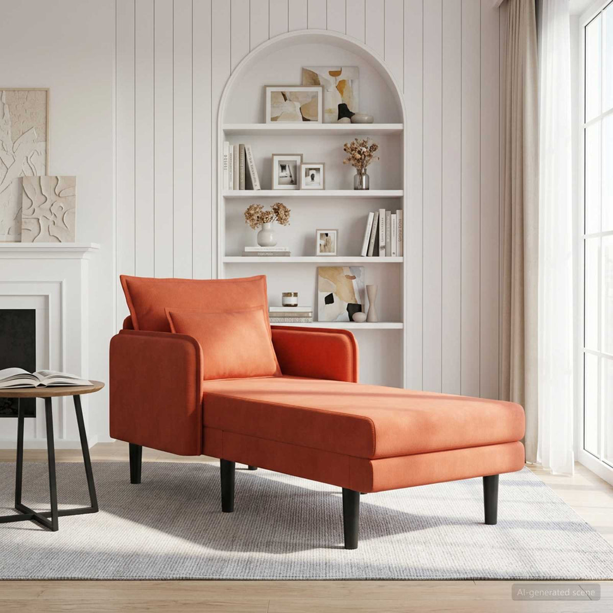 Grote chaise longue Rood-oranje Katoenen stof