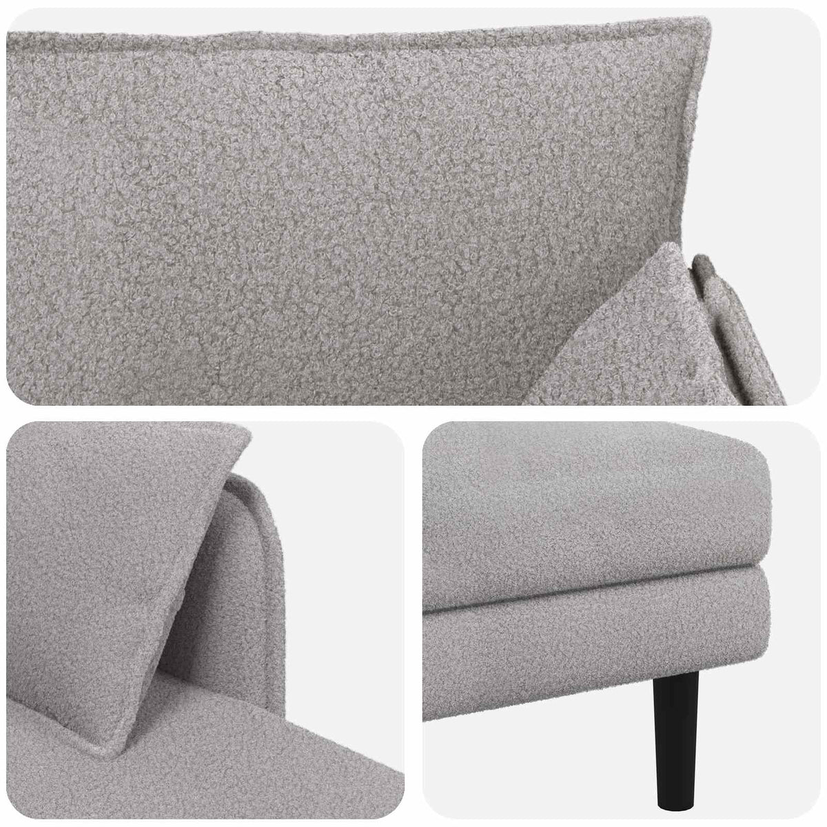 Grote chaise longue Lichtgrijs Bouclé