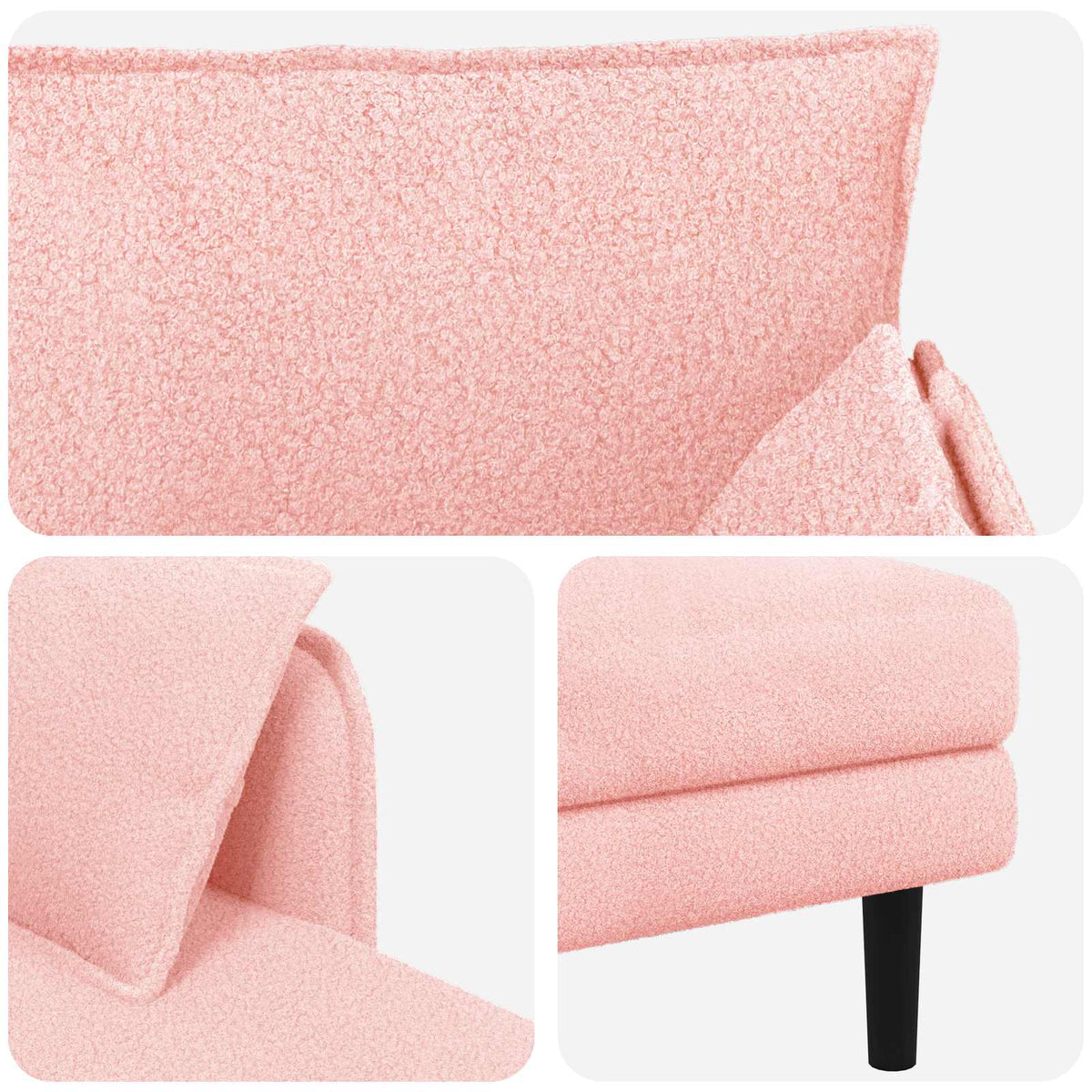 Grote chaise longue Roze Bouclé