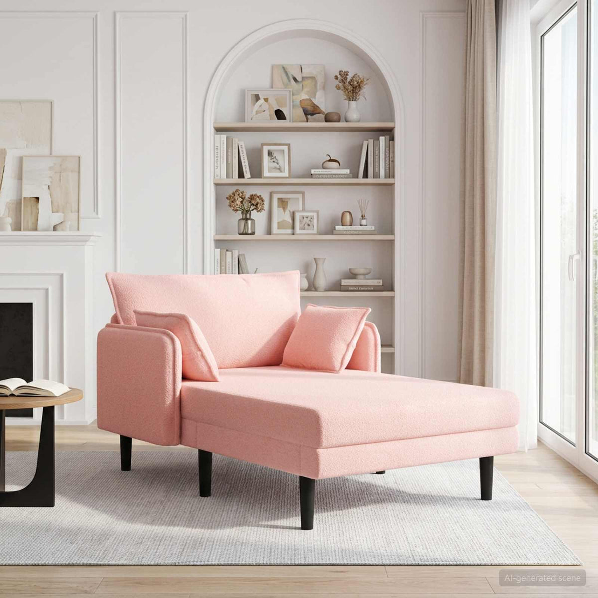 Grote chaise longue Roze Bouclé