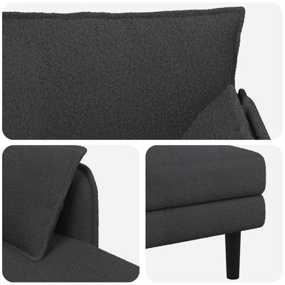 Grote chaise longue Donkergrijs Bouclé
