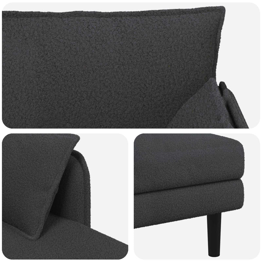 Grote chaise longue Donkergrijs Bouclé