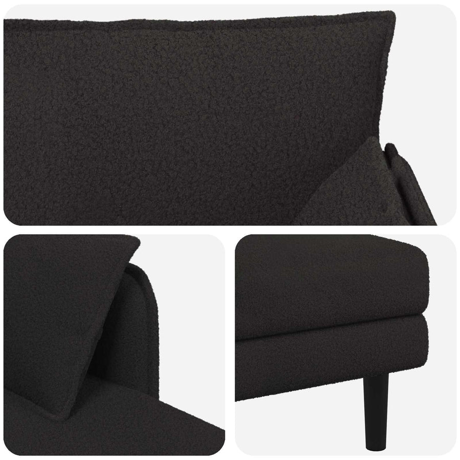 Grote chaise longue Zwart Bouclé