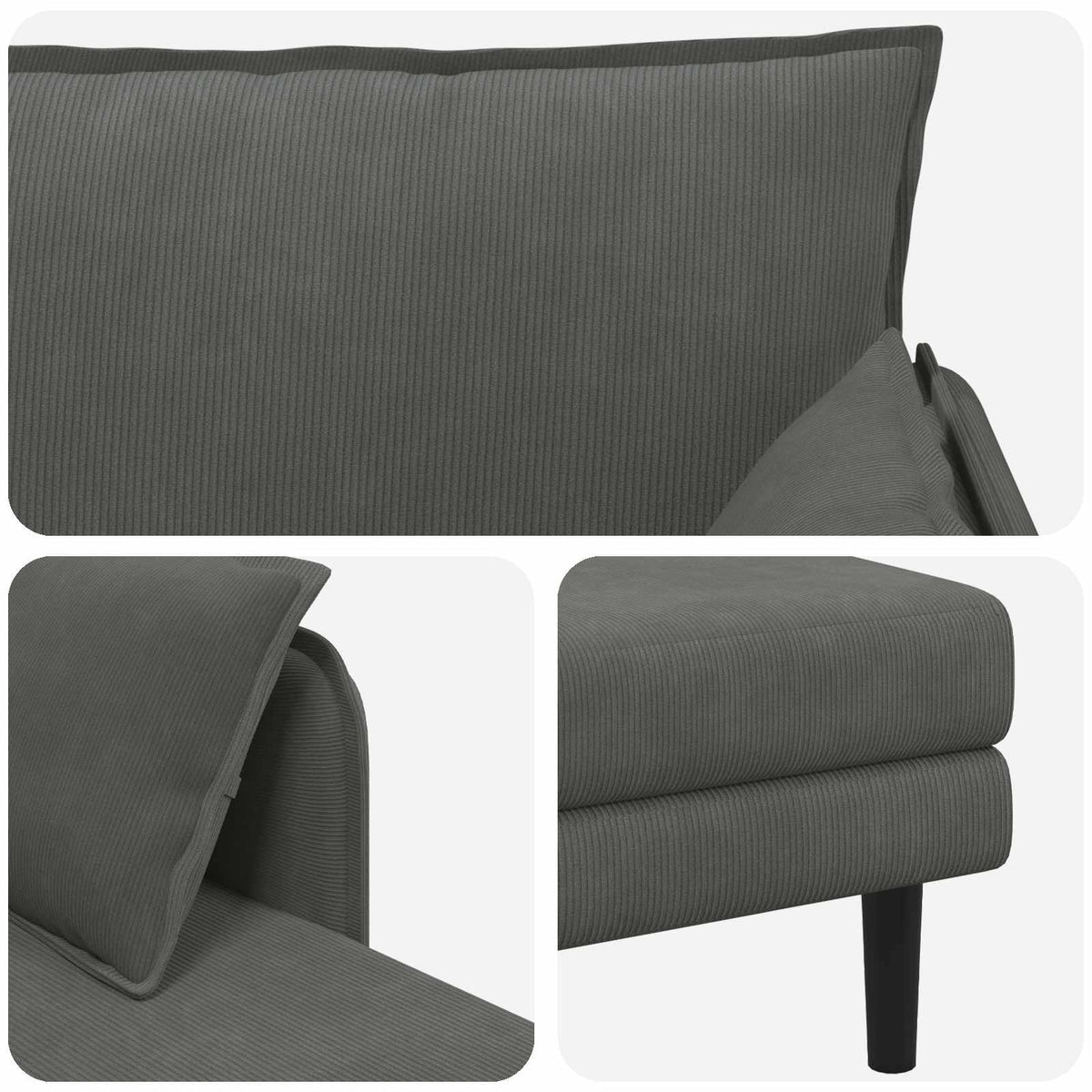 Grote chaise longue Donkergrijs Katoenen stof