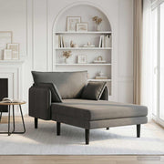Chaise longue 114x173x86 cm donkergrijs ribstof