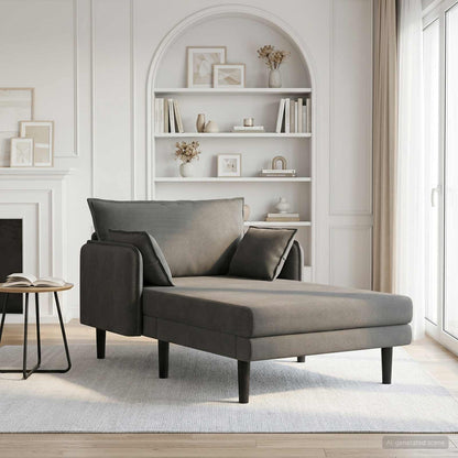 Grote chaise longue Donkergrijs Katoenen stof