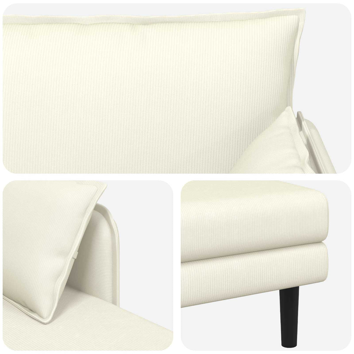 Grote chaise longue Crèmekleurig Katoenen stof