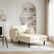Chaise longue 114x173x86 cm crèmekleurig corduroy