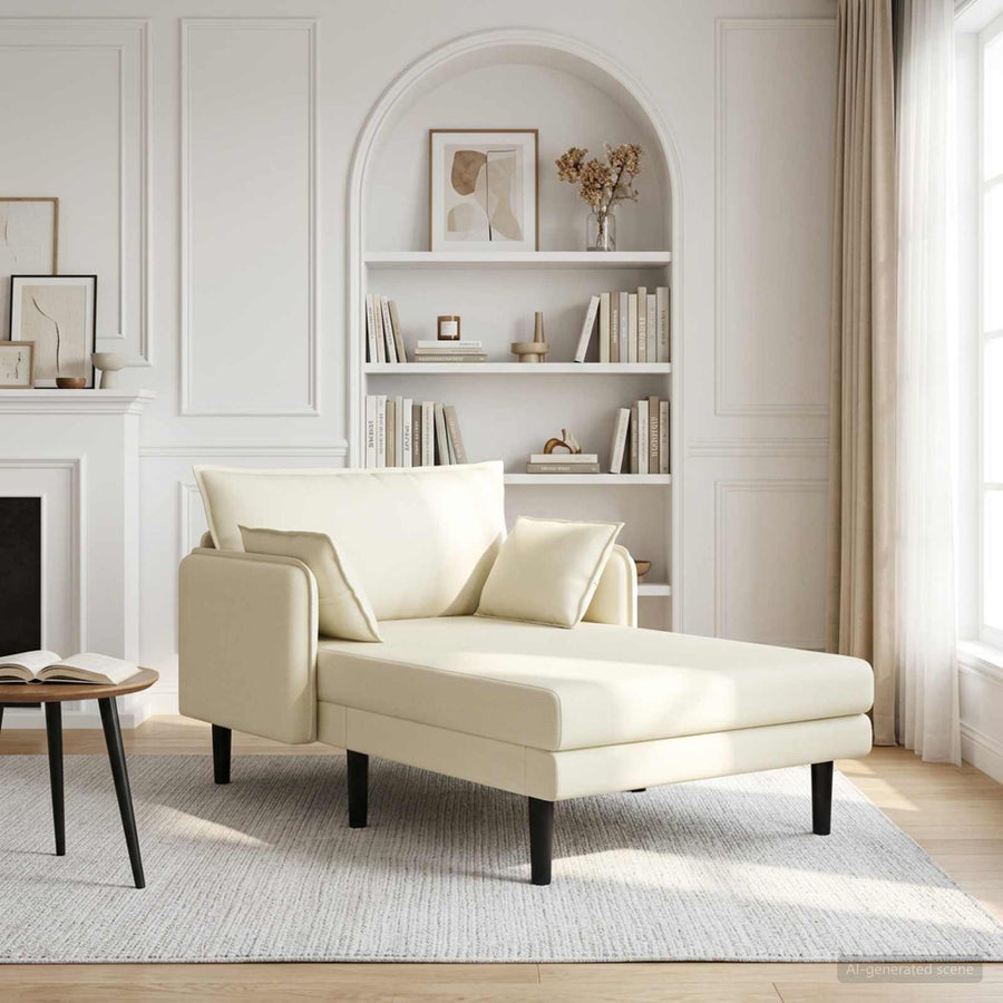 Grote chaise longue Crèmekleurig Katoenen stof