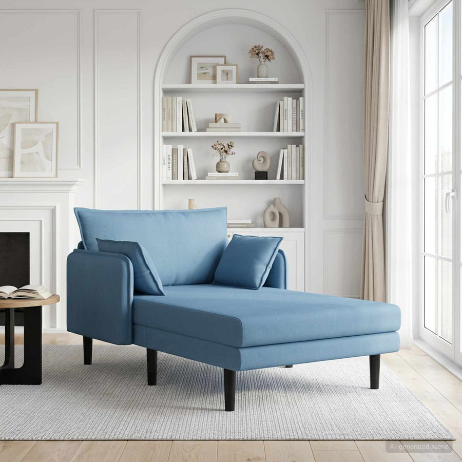 Grote chaise longue Blauw Katoenen stof