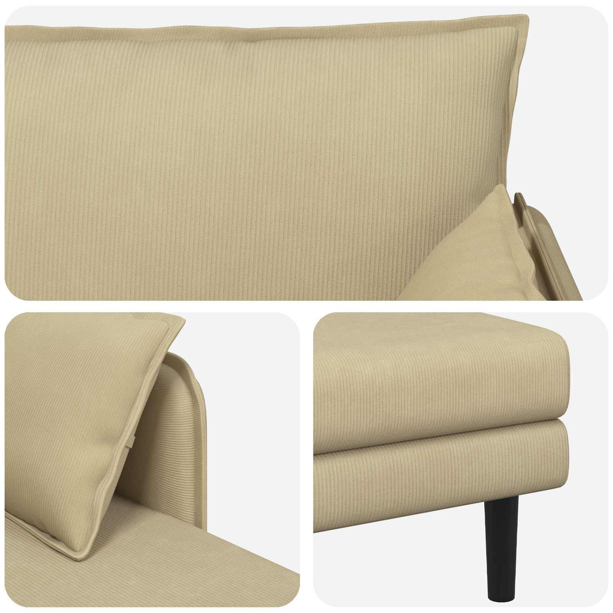 Grote chaise longue Grijs groen Katoenen stof