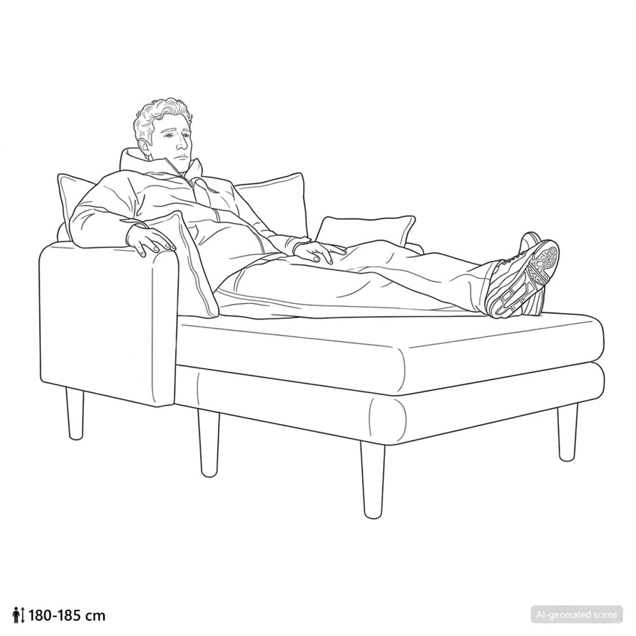 Grote chaise longue Grijs groen Katoenen stof