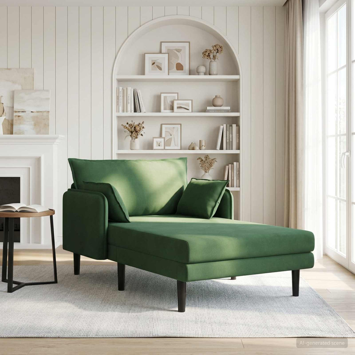 Grote chaise longue Donkergroen Katoenen stof