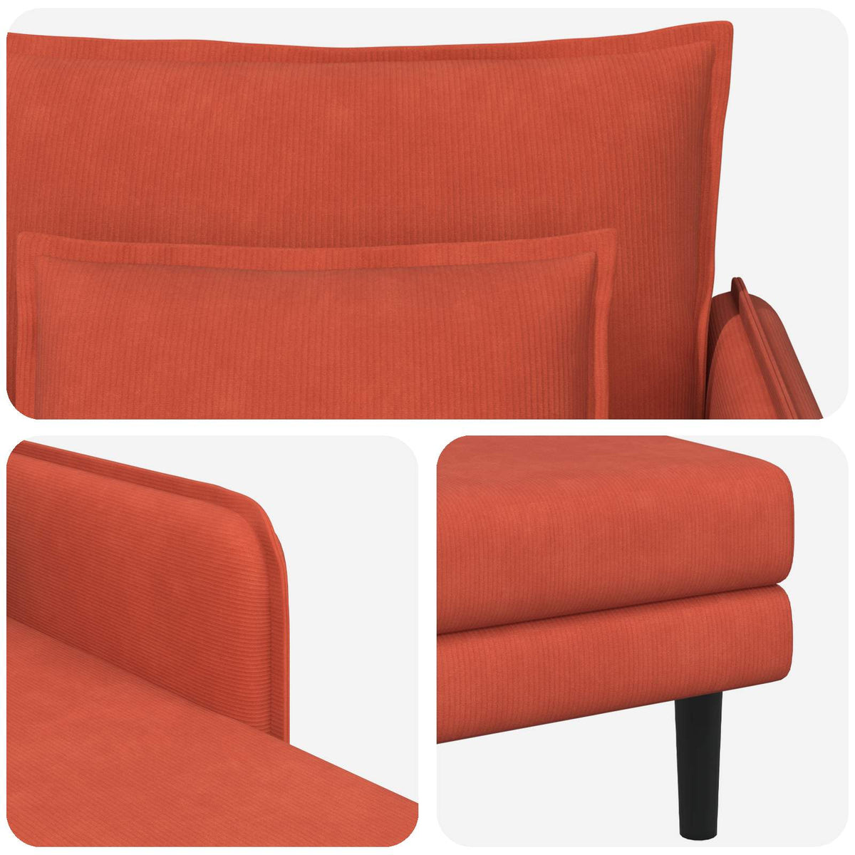 Grote chaise longue Rood-oranje Katoenen stof