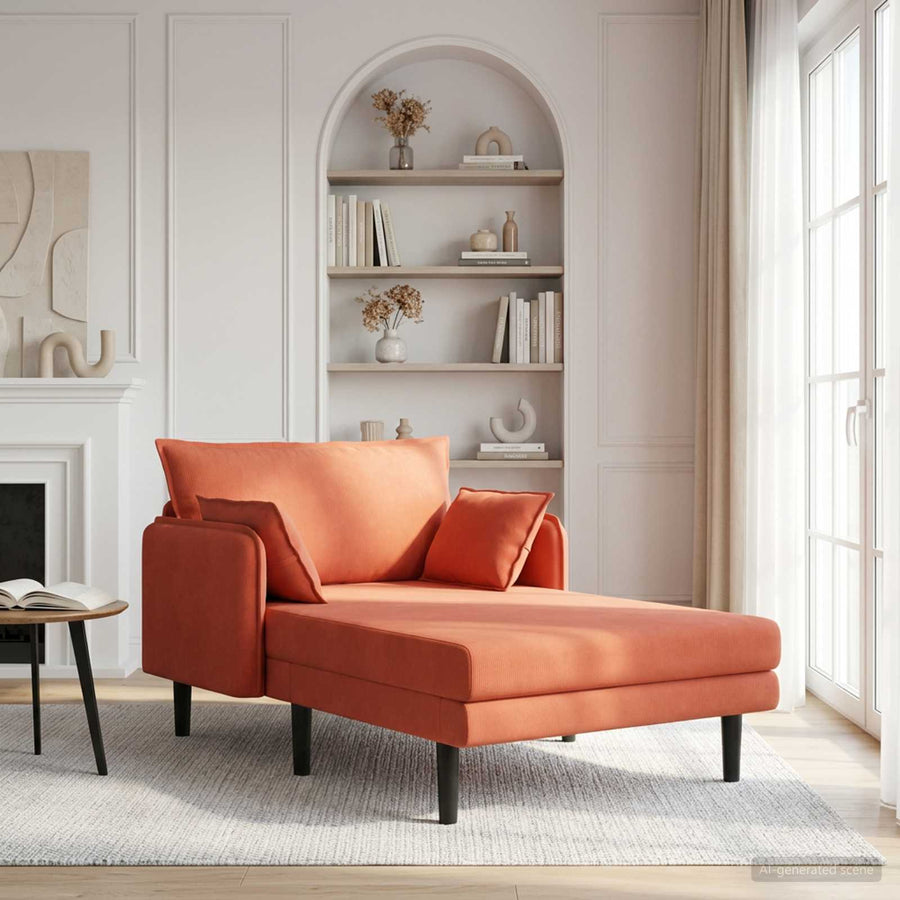 Grote chaise longue Rood-oranje Katoenen stof
