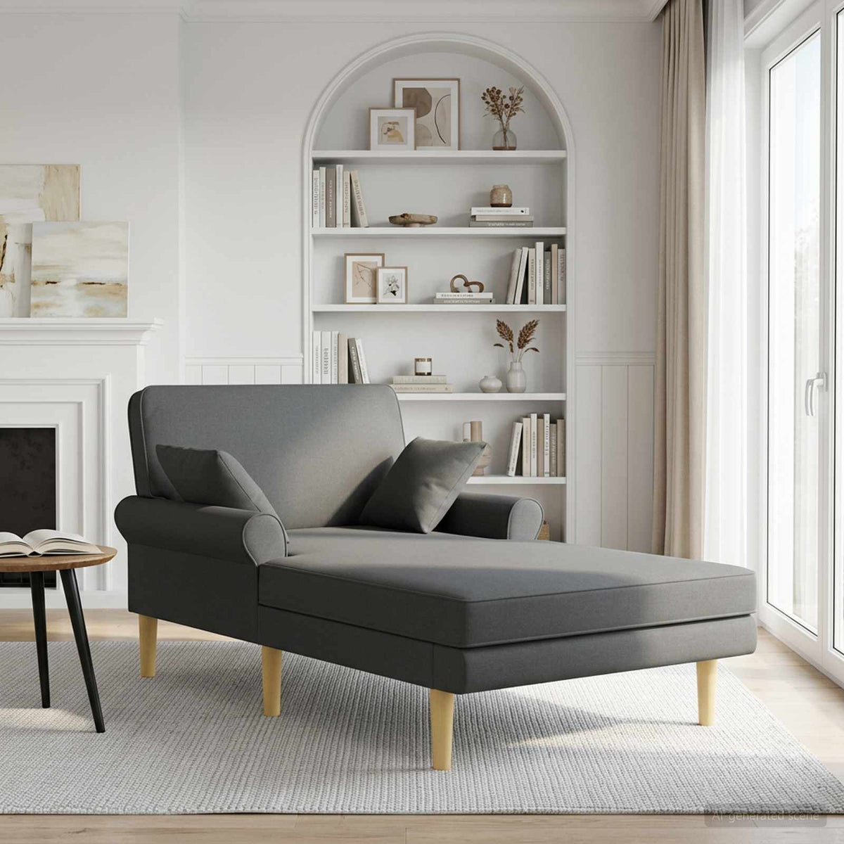 Chaise longue Donkergrijs Stof