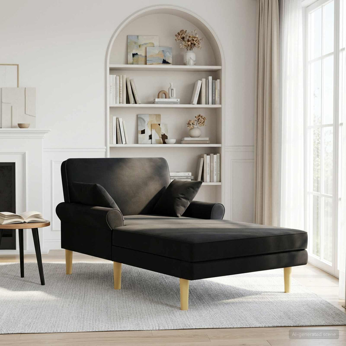 Chaise longue Zwart Stof