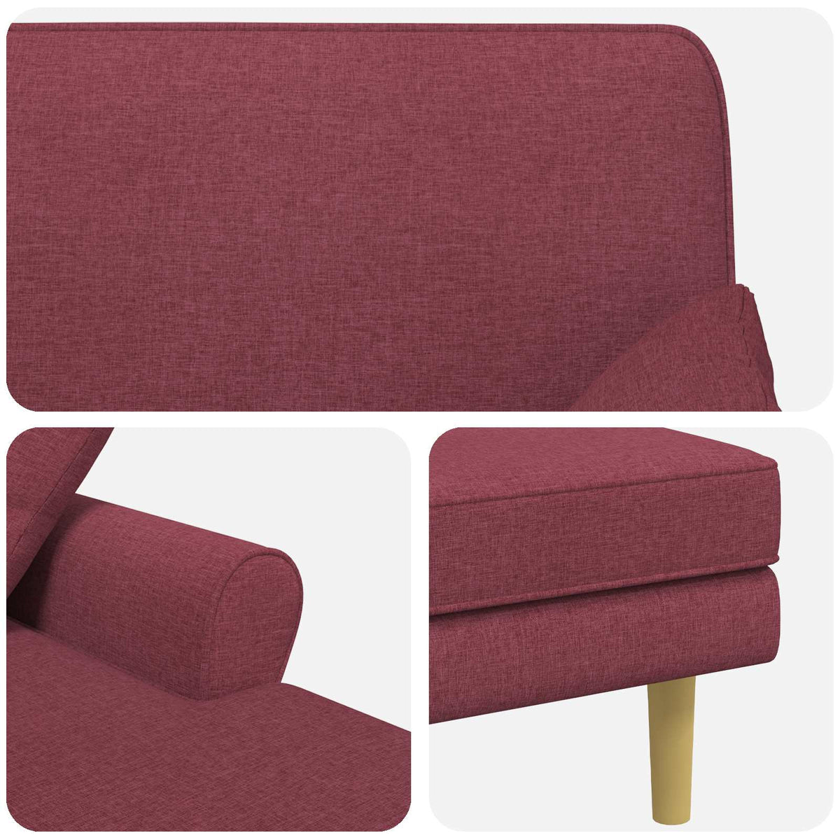 Chaise longue Wijnrood Stof
