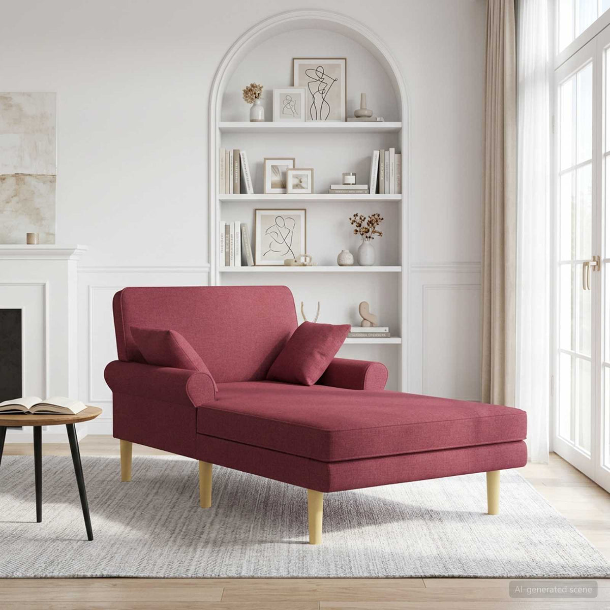Chaise longue Wijnrood Stof