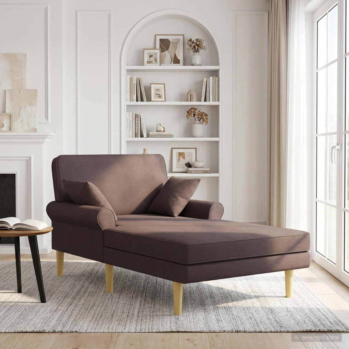 Chaise longue Donkerbruin Stof