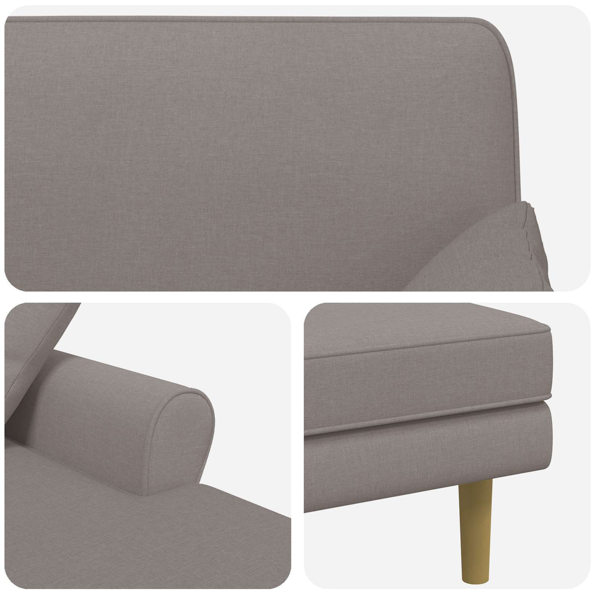 Chaise longue Taupe Stof