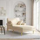 Chaise longue 106x174x86 cm crèmekleurig stof