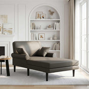 Chaise longue grijs kunstleer 174x106x86 cm