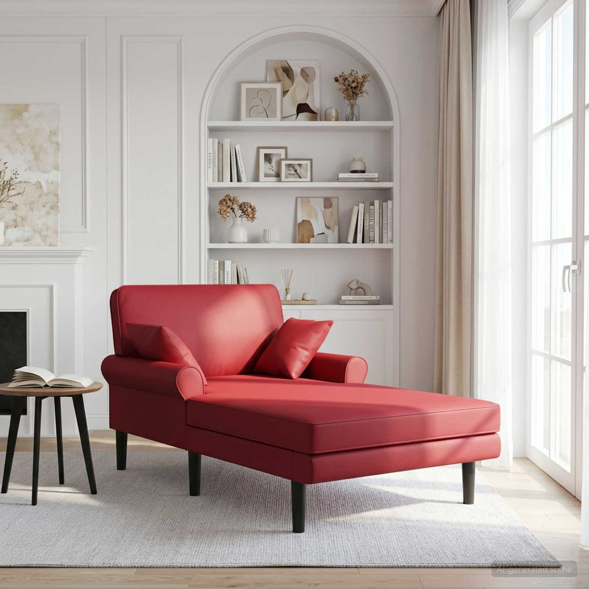 Chaise longue Wijnrood Kunstleer