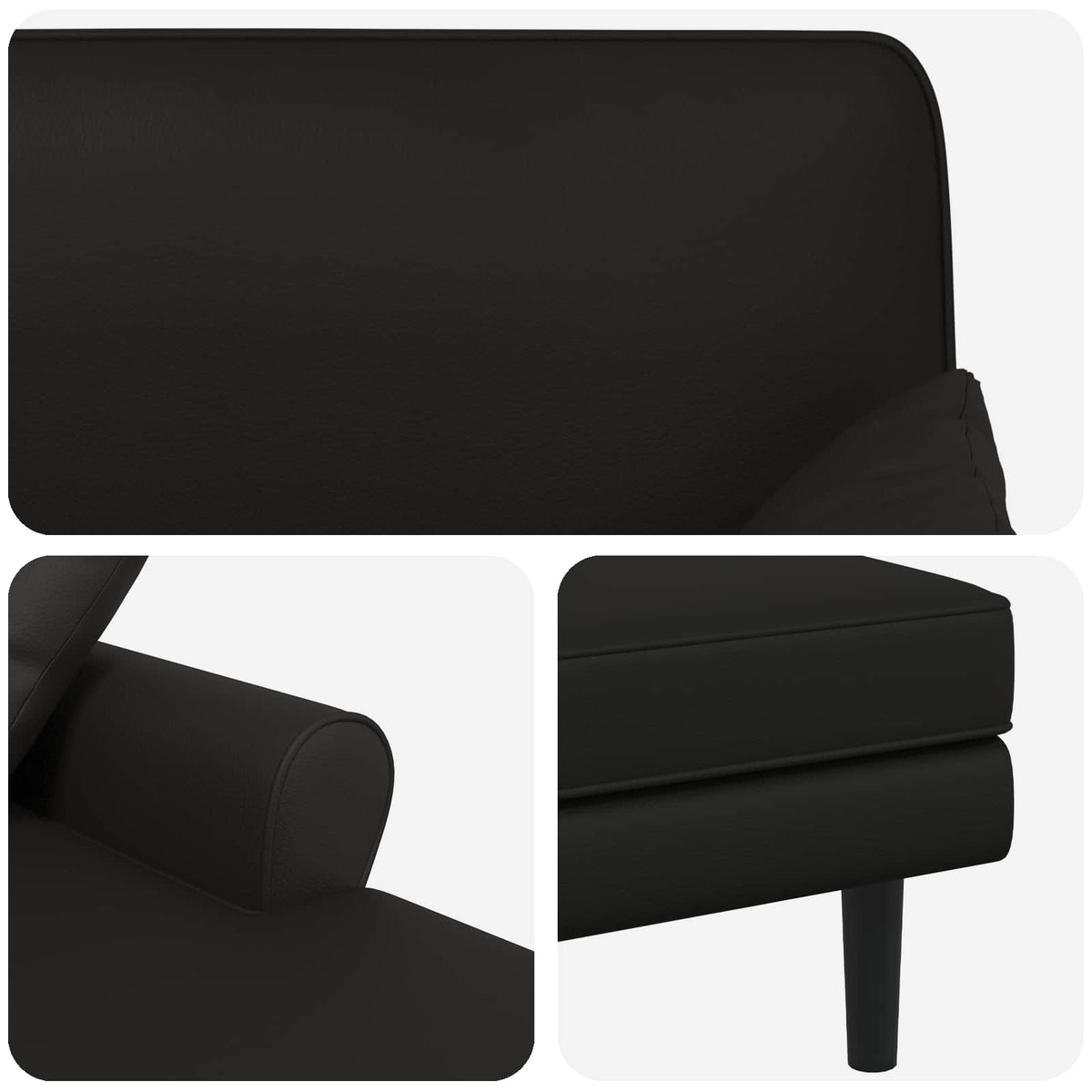 Chaise longue Zwart Kunstleer