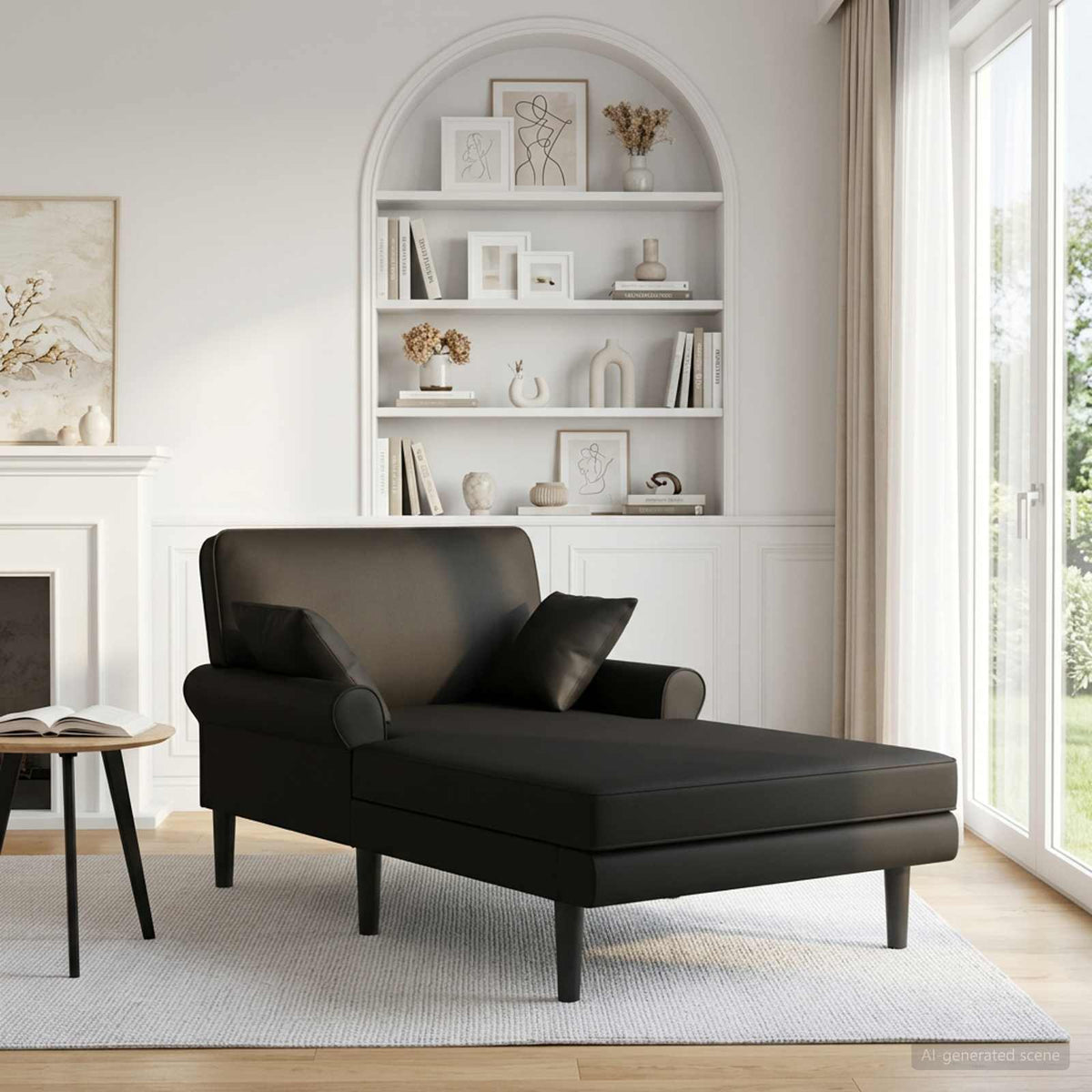 Chaise longue Zwart Kunstleer