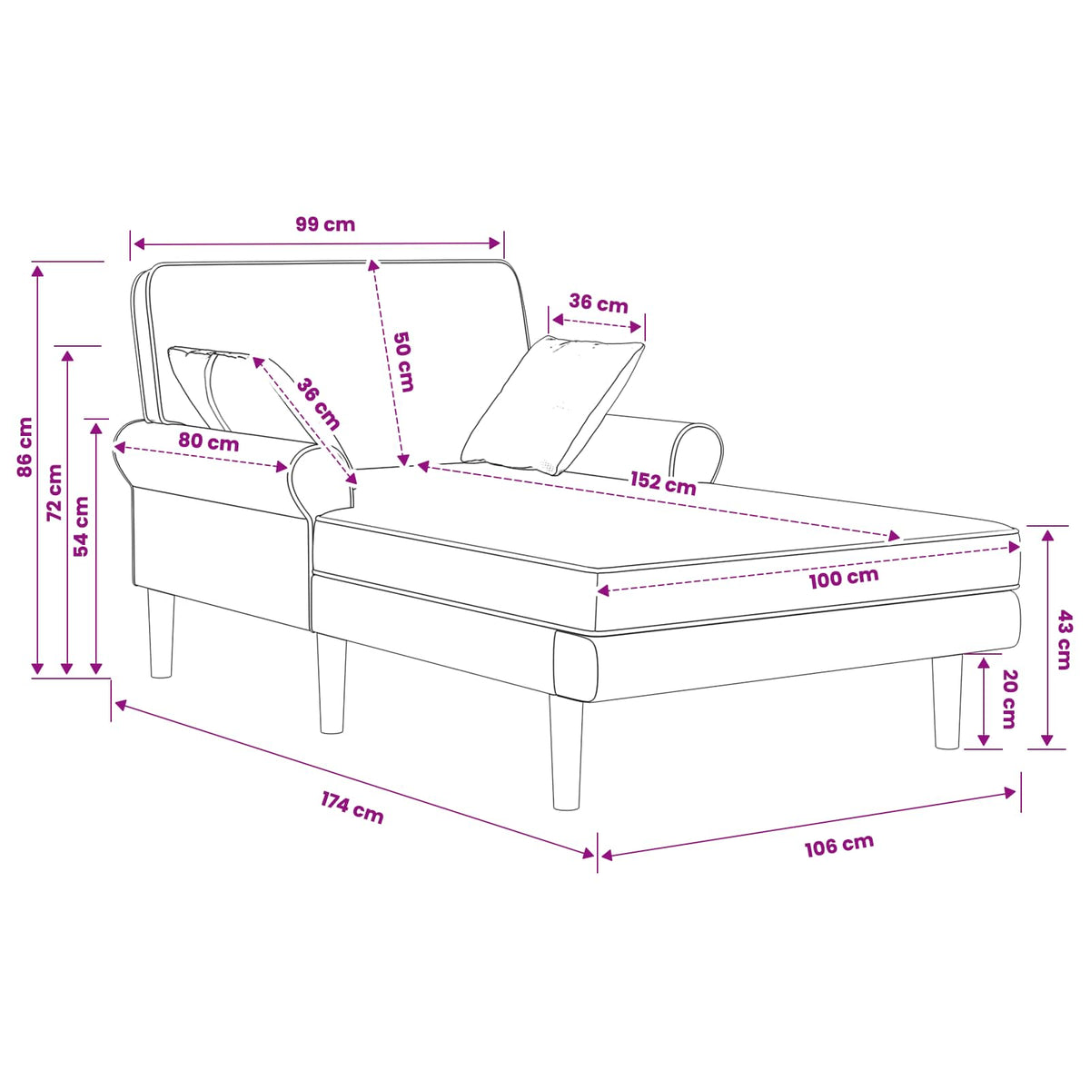 Chaise longue Wit Kunstleer