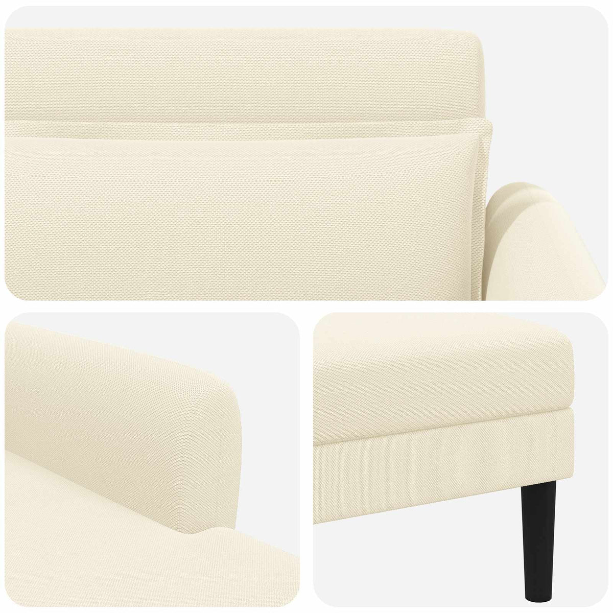 Chaise longue Crèmekleurig Grof geweven fluweel