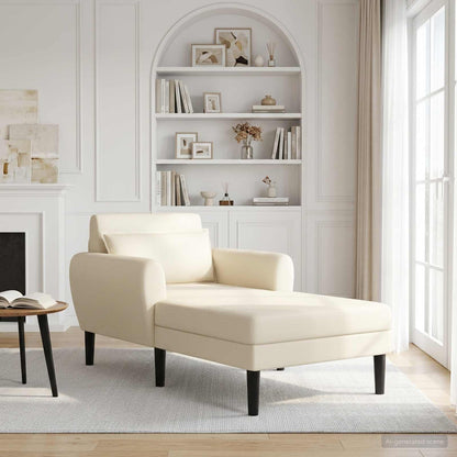 Chaise longue Crèmekleurig Grof geweven fluweel